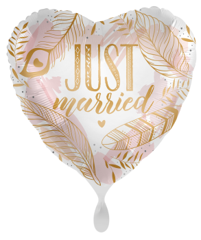 Folienballon - Just Married, Boho Federn - ø 43cm